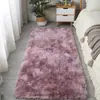 Alfombra de Lana de Seda Estilo Ins Nórdico, Alfombrilla de Mesita de Noche para Dormitorio, Alfombra Completa de Felpa Larga, Alfombra para Sala de Estar, Felpudo de Color Liso Tie-Dye