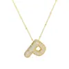Moda Transfronteriza Europea y Americana Versátil Collar de 26 Letras Inglesas de Oro de 18 Quilates Lujo Accesible Lleno de Circonita Cadena Sencilla para Clavícula de Mujer