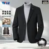 Traje de lana de doble cara para hombre de otoño e invierno, estilo casual de negocios, adecuado para hombres de mediana edad y mayores, con forro de plumón desmontable