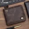 Billetera Corta para Hombre con Cadena Antirrobo Desmagnetización RFID Portatarjetas Billetera para Monedas Cremallera Compartimento Grande para Billetes