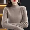 Suéter de Punto de Manga Larga Versátil de Color Sólido, Jersey Casual Simple de Moda con Cuello Alto, Nuevo para Mujer, Otoño e Invierno, Transfronterizo