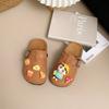 Novos Sapatos Birkenstock Infantis 2025 Desenho Animado Fofo Nova Sola Grossa para Meninos e Meninas Calçados Externos Antiderrapantes Chinelos Retro Baotou