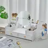Espejo de maquillaje de escritorio espejo de maquillaje de escritorio caja de almacenamiento de cosméticos de celebridad de Internet espejo de maquillaje abatible para dormitorio en casa