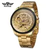 Novo Relógio Masculino Winner Moda Casual Mecânico Oco Mostrador Grande Dourado Relógio Mecânico Automático