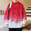 Outono e Inverno Novo Estilo Coreano Masculino e Feminino Casual Roupa Externa de Estudante Gola Redonda Suéter de Tricô Solto Floco de Neve Suéter de Natal