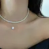 Pingente de Corrente para Clavícula em Prata S925 com Pequeno Diamante Selecionado Cuidadosamente Colar com Fio de Pesca Invisível Lágrimas de Sereia para Mulheres com um Toque de Luxo