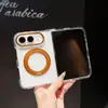 Adecuado para iPhone Duo: Funda de teléfono magnética transparente plegable con soporte giratorio, que ofrece protección premium contra caídas