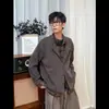No Demasiado ModernoEncuentro de OtoñoCamisa de Otoño para Hombre de Manga Larga, Versátil Estilo Coreano Sencillo, Falso Dos Piezas, Color Sólido