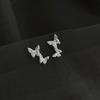 Mini Aretes de Mariposa de Zirconia Colorida Aguja de Plata S925 Dulces Pequeños Aretes Frescos Estilo Coreano de Alta Gama