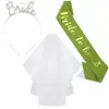 Diadema para el cabello de novia transfronteriza tirante para el hombro velo conjunto de tres piezas BRIDE TO BE despedida de soltera disfraz boda esencial