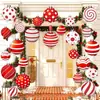 Nova decoração de Natal suspensa da Amazon, bola redonda, enfeite de bola de Natal, placa de chão para gramado de jardim externo