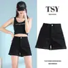 Shorts Jeans Pretos para Mulheres, Emagrecedores, Verão 2021 Novo Estilo Trendy Ins, Shorts Largos de Corte A para Estudantes