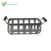 Cesta de vinho de ferro galvanizado retangular de metal com duas alças cesta de vinho cesta de vinho de ferro cesta de cerveja cesta de armazenamento