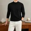 Camiseta térmica de cuello semi-alto para hombre, engrosada y cálida de invierno, forro polar de doble cara, amigable con la piel y suave, adecuada para ir al trabajo, color liso, manga larga