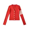 XZ2580-26 Cárdigan de punto estilo coreano para otoño, cuello en V, color macarrón, chaqueta de punto vintage