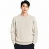 Estilo Old Money para Hombre de Punto Redondo para Primavera y Otoño Hombre 2026 Nueva Camiseta Texturizada Color Sólido Capa Base Suéter de Manga Larga