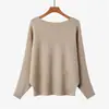 Nuevo top murciélago, suéter de punto murciélago de un hombro para mujer, otoño/invierno 2026, corte holgado, adelgazante, suéter moderno