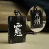 Pingente de Joia Taoísta de Madeira de Jujuba Incrustada com Prata, Ornamento de Carro Estilo Chinês Zhao Gongming, Estatueta dos Cinco Deuses da Riqueza, Placa Sem Gravação