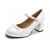 Zapatos Mary Jane franceses para mujer primavera 2024 lindos lazo hebilla combinan con todo tacón grueso plataforma tacones altos