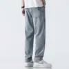 Jeans casual masculino, calças masculinas retas folgadas de verão, camisas versáteis de manga curta, camisetas, tops, calças masculinas
