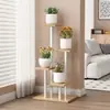 Soporte de flores de hierro forjado para balcón, soporte para macetas de suculentas, estante decorativo para jarrones de sala de estar, estilo escalonado, elegante, móvil y conveniente