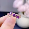 Anillo de Amatista Natural Puro para Mujer, Color Súper Fresco, Piedra Suelta, Joyería Incrustada de Moda de Gama Alta