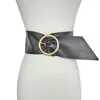 Nuevo Cinturón de Cintura Ancho para Mujer Estilo Europeo y Americano Transfronterizo Hebilla Grande de Perla Hebilla de Aguja Gamuza Sintética Cincha de Cintura Suave Tiras