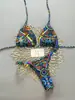 Bikini estampado estilo étnico, traje de baño sexy de dos piezas con push-up y amarre, traje de baño para vacaciones en la playa y aguas termales, venta al por mayor desde el fabricante