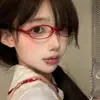 Armações de Óculos Retrô Estreitas Ovais com Gradiente Verde Japonesas e Coreanas da Moda para Mulheres, Óculos Planos Estilosos Inspirados em Anime para Fotos