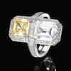 Popular explosivo Huabi joyería cobre chapado en oro simulación corte pagoda anillo de diamante aguamarina 8*10-8*8