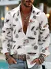 Camisa de manga larga para hombre estilo europeo y americano, nueva para 2026, con estampado floral retro y de plumas, camisa casual con solapa, artículo de venta caliente