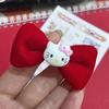 Lazo de terciopelo rojo Accesorios para el pelo de gato KT Niños Otoño e Invierno Nuevo Festival festivo Año Nuevo Lindo Dibujos Animados Pasador Femenino