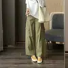 Zedaijiai 100% algodão! Calça jeans casual de perna larga, com múltiplos bolsos e grande capacidade, estilo workwear fashion para o início do outono, para mulheres