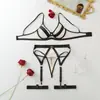 2026 Nuevo Chica Picante Europea y Americana Simple Malla Transparente Soporte de Acero Realce Conjunto de Lencería Sexy Separado con Aros para Piernas