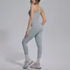 Novo Conjunto de Roupa de Yoga Dupla Face em Brocado Estilo Europeu e Americano para Esportes, Corrida e Fitness, Conjunto de Duas Peças para Mulheres