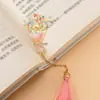 Marcador de Página Metálico Série Mini Flor Criativa Latão com Borla Estilo Chinês Clássico em Estoque Estilo Fofo