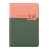 Agenda Transfronteiriça 2026 Livro de Planejamento A5 Costura Bicolor Estilo Inglês Livro de Calendário Anual Ano Mês Semana Manual de Eficiência no Trabalho
