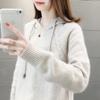 Suéter Pulôver Europeu e Americano Feminino Roupa Exterior 20254 Novos Tops de Outono e Inverno Estudantes Versátil Tricotado com Capuz Tendência