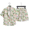 Conjunto de camisa floral de manga corta para el Festival del Agua para hombres y mujeres, camisa con estampado floral para fiesta en la playa de vacaciones en pareja, team building