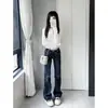 Jeans Retro Americano de Tiro Bajo Microcampana para Mujer 2026 Otoño Nuevo Estilo Elásticos Adelgazantes Acampanados Petite