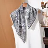 Bufanda de Seda de Dos Tonos con Patrón de Espiga de Doble Cara Estilo Francés para Mujer, Pañuelo Cuadrado de Alta Gama, Versátil para el Trabajo, Bufanda Decorativa para el Cuello, Bufanda para Mujer