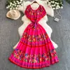 Vestido Floral de un Solo Hombro Estilo Palacio Francés Transfronterizo para Mujer en Verano con Cordones para Ajustar la Cintura y Hacerte Delgado y Súper de Hada y de Alta Gama