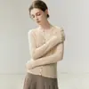 Cardigan de Cachemir con Cuello en V y Estampado de Latido del Corazón a la Luz de la Luna para Mujer, Encaje, Manga Larga Francesa, Top Suave, Ropa de Abrigo, Tejido Romántico y Elegante