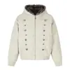 Chaqueta de Algodón con Capucha y Cuello de Piel con Diseño de Botones Napoleon Retro Americano para Hombres y Mujeres Otoño Cálida Casual Versátil Moderna