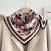 Lenço Quadrado de Margarida 70% Algodão e Linho para Mulheres, Estilo Coreano Versátil Estilo Pastoral Protetor de Pescoço Decorativo Lenço Pequeno, Lenço Fino