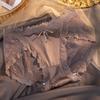Ropa interior sexy de encaje de cintura media para mujer, de satén, cómoda, sin costuras, transpirable, agradable para la piel, de jacquard puro, de talla grande.