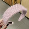 Faixa de Cabelo de Pelúcia Estilo Coreano Headband Larga de Tricô Feminina Outono e Inverno Novo Estilo Faixa de Cabelo para Lavar o Rosto Saída Toca de Cabelo de Lã Headwear