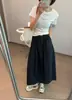 Falda de Trabajo Elástica para Mujer, Verano Secado Rápido Delgada de Cintura Alta Versátil Holgada Casual de Longitud Media Falda de Paraguas Línea A