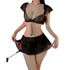 La lencería sexy de Qian Nai está libre de pasión, uniforme sexy, transparente, camisón caliente, secretaria de rol, traje 610
