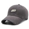 Gorra de Béisbol Bordada de Mezclilla Lavada de Moda Europea y Americana para Mujer Primavera y Otoño Gorra Parasol Vintage Agujero Viejo Gorra Curva